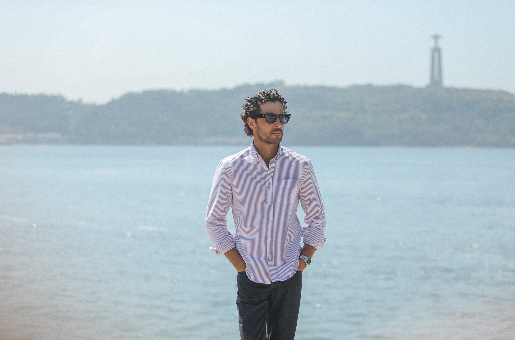 Chemise Oxford Rayures Blue & Red - Retro Fit