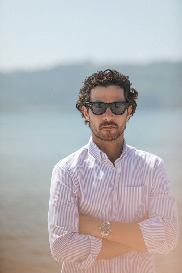 Chemise Oxford Rayures Blue & Red - Retro Fit