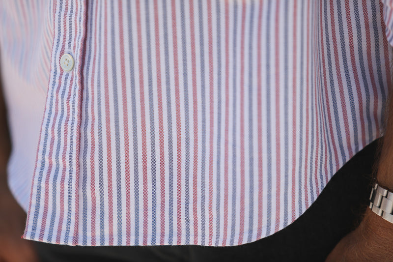 Chemise Oxford Rayures Blue & Red - Retro Fit