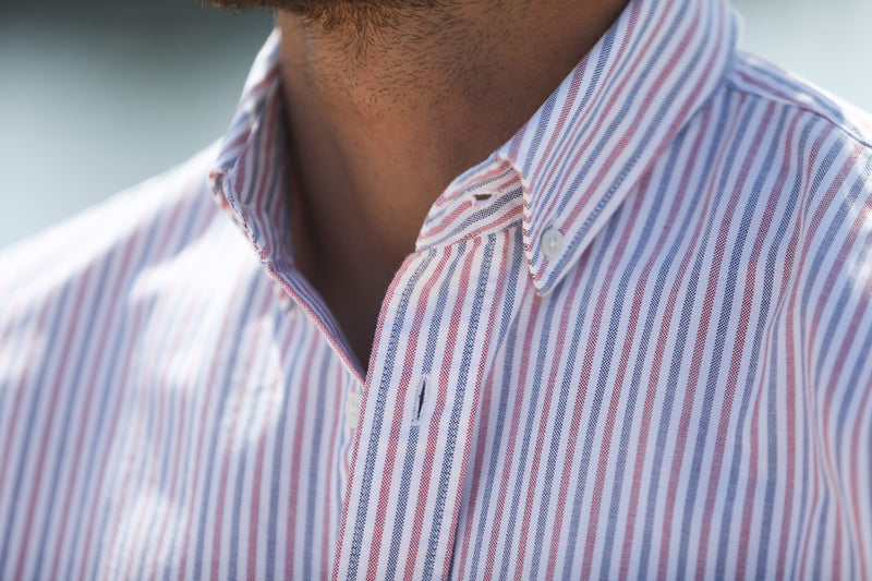 Chemise Oxford Rayures Blue & Red - Retro Fit
