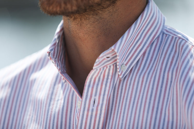 Chemise Oxford Rayures Blue & Red - Retro Fit