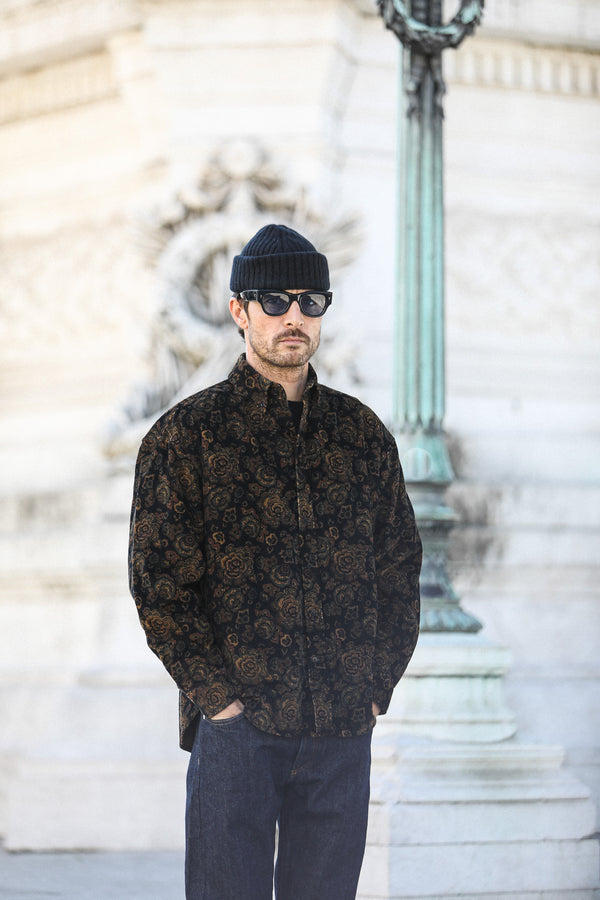 Surchemise Velours Paisley Noir - New Modern Fit