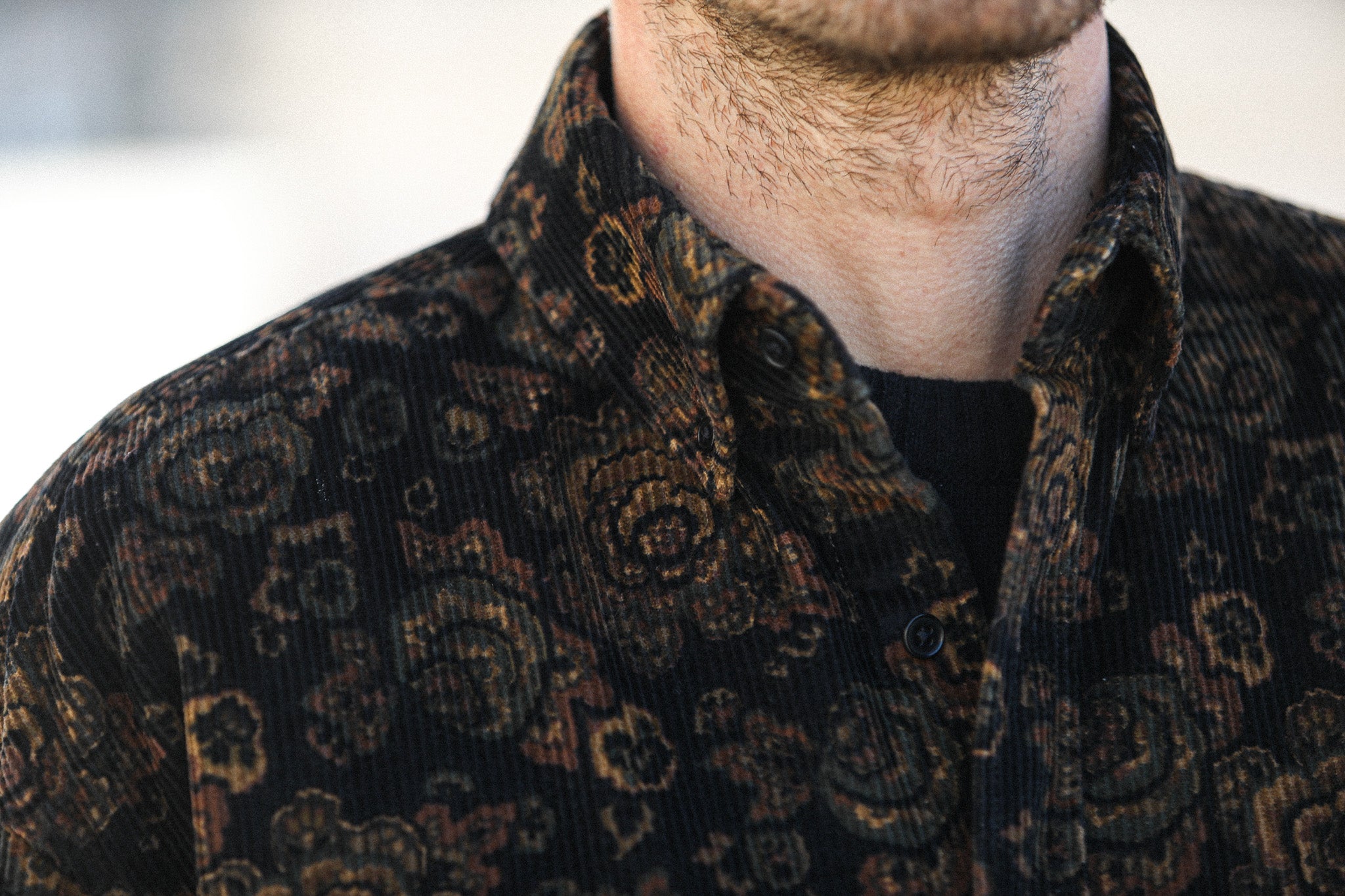 Surchemise Velours Paisley Noir - New Modern Fit