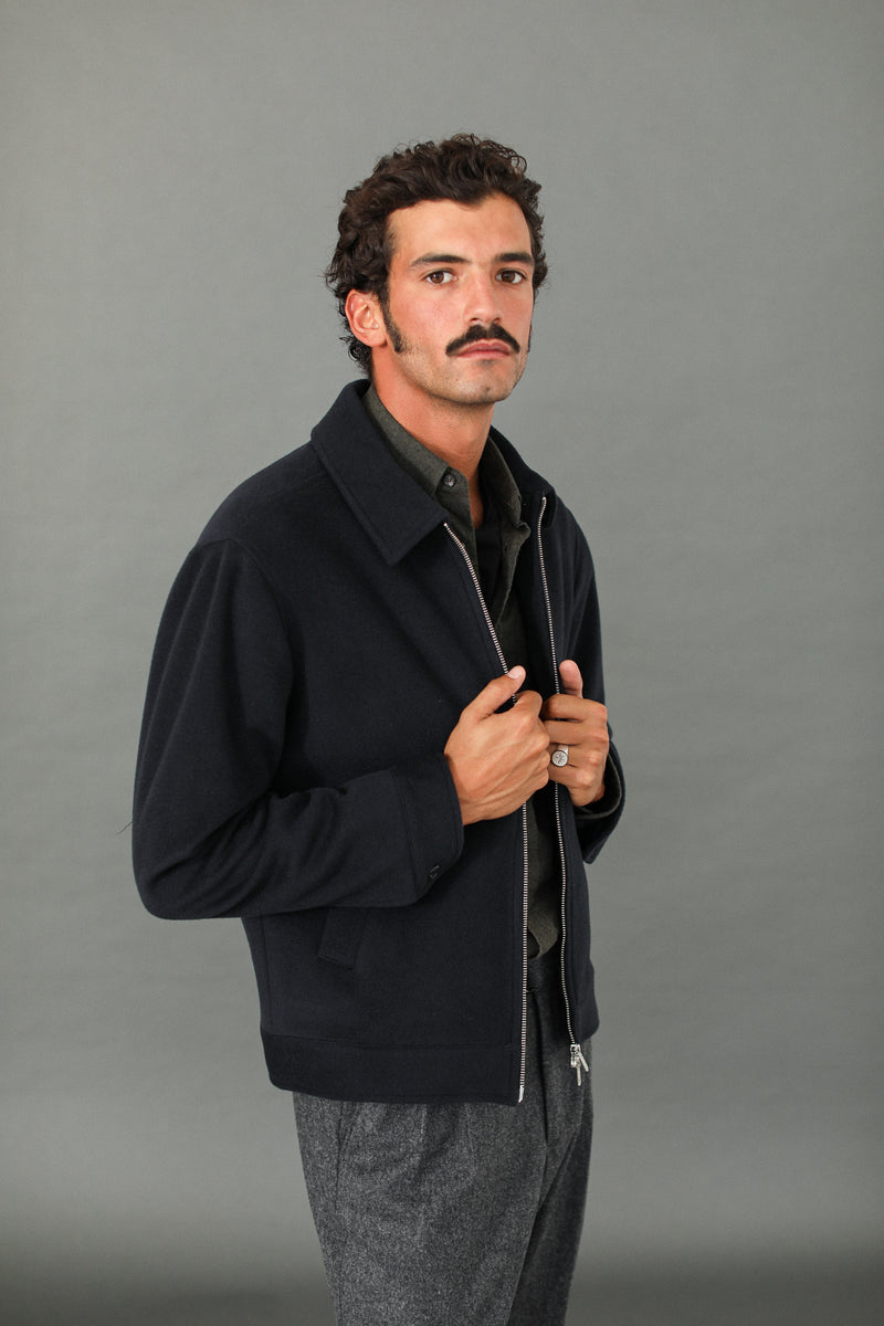 Veste Laine Cachemire Navy – Drapeau Noir