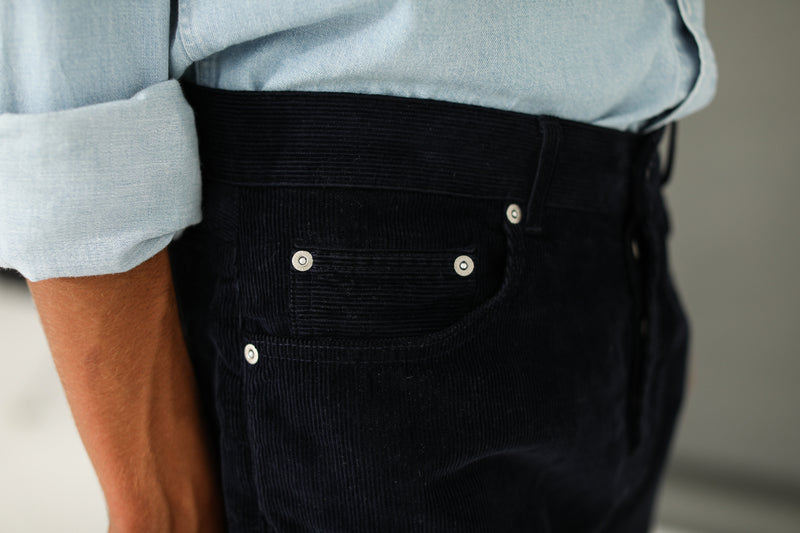 Jean Velours Marine - Tapered Fit