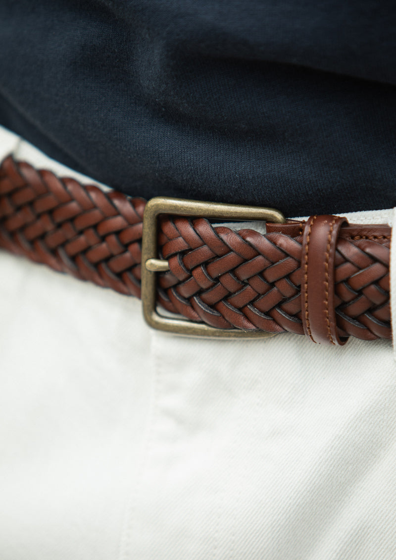 BOSS - Ceinture en cuir effet tressé - Marron foncé BOSS - Ceinture en cuir effet tressé - Marron foncé
