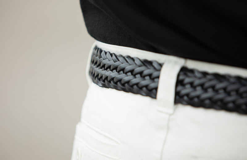 Ceinture Cuir Tressée Noir
