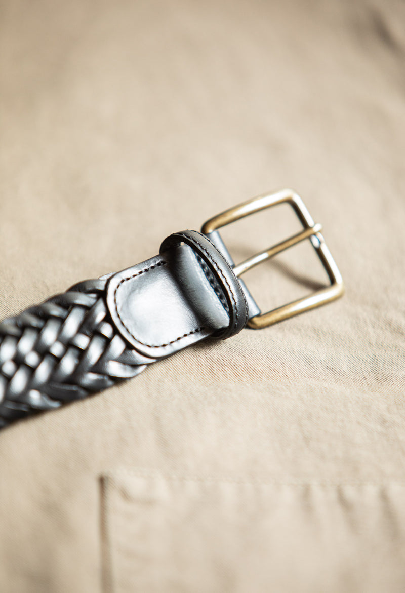Ceinture Cuir Tressée Noir