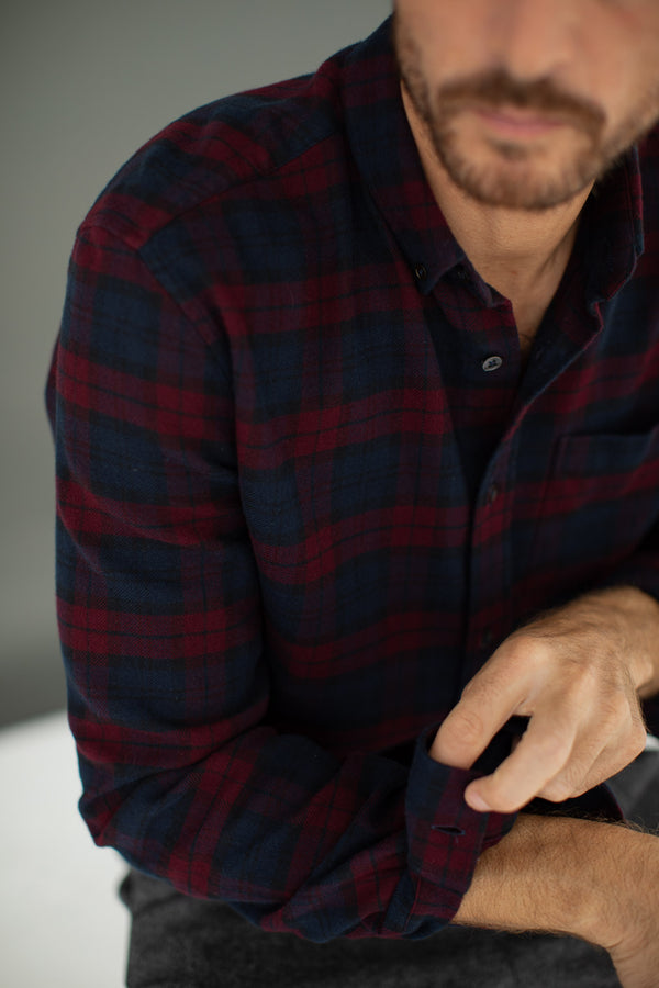 Chemise Flanelle Tartan Bordeaux