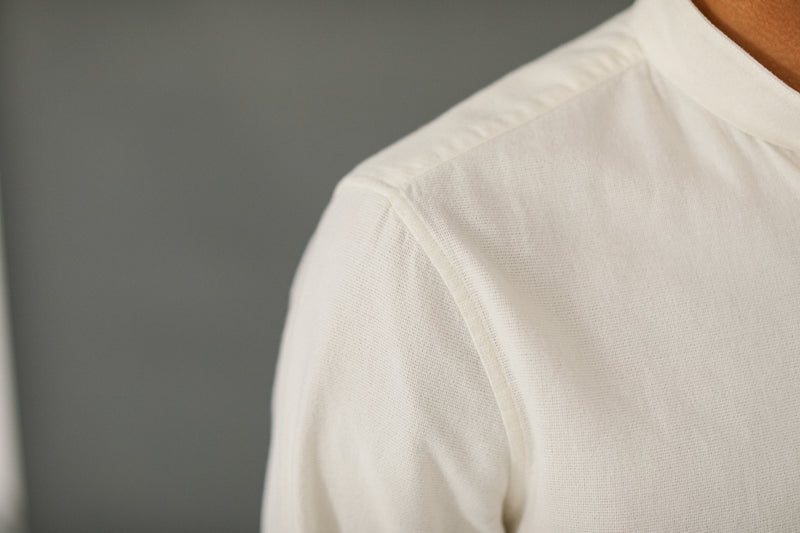 Chemise Col Inversé Sashiko Crème
