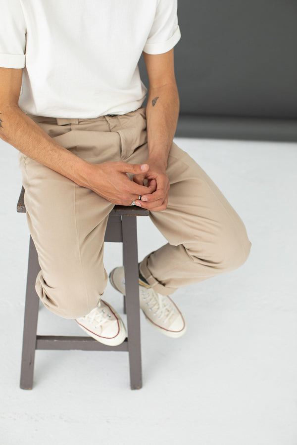 Chino Militaire à Pince Beige