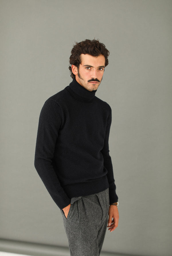Pull Col Roulé Lambswool Noir