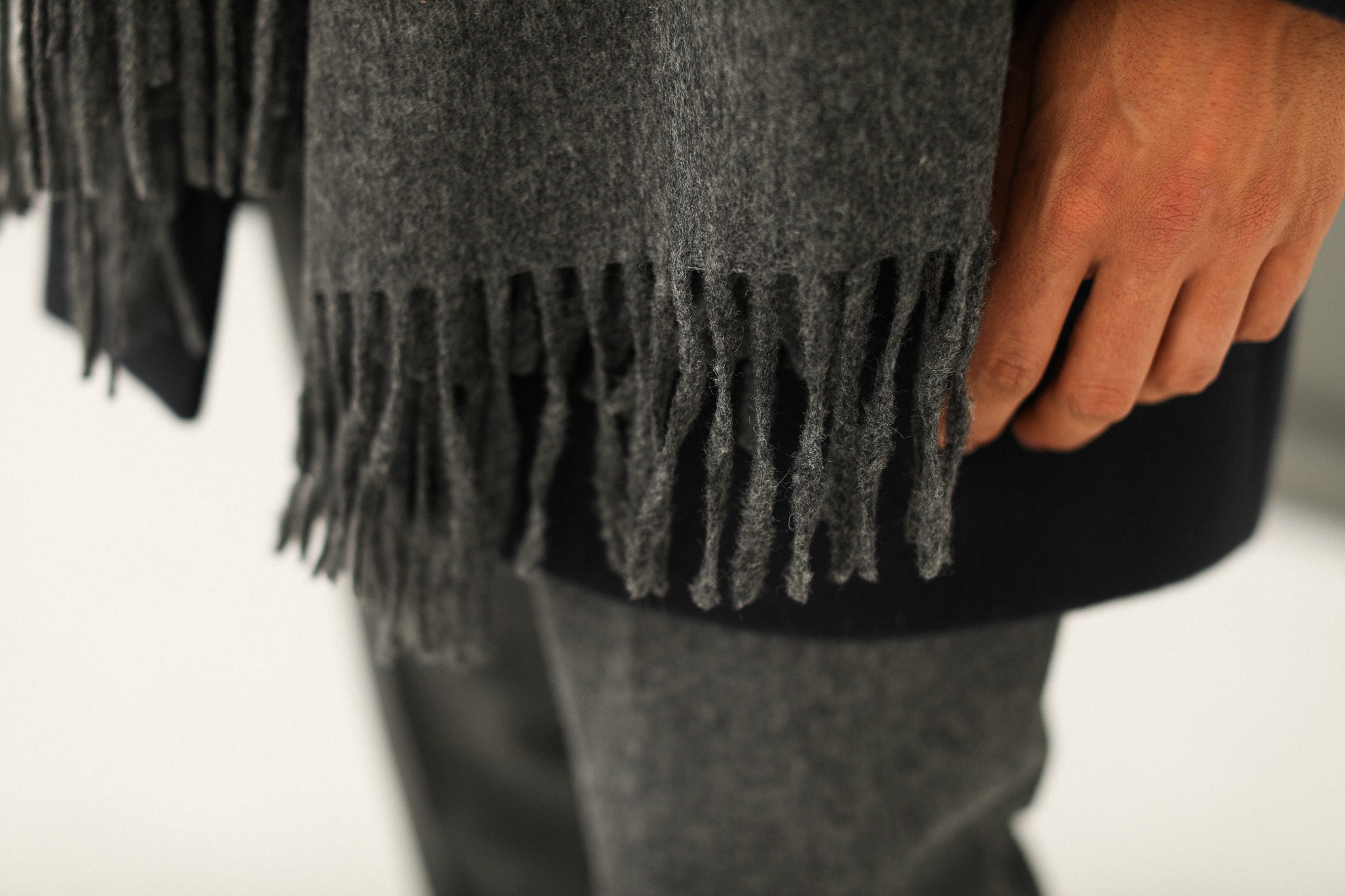 Echarpe Oversize Lambswool Gris Chiné