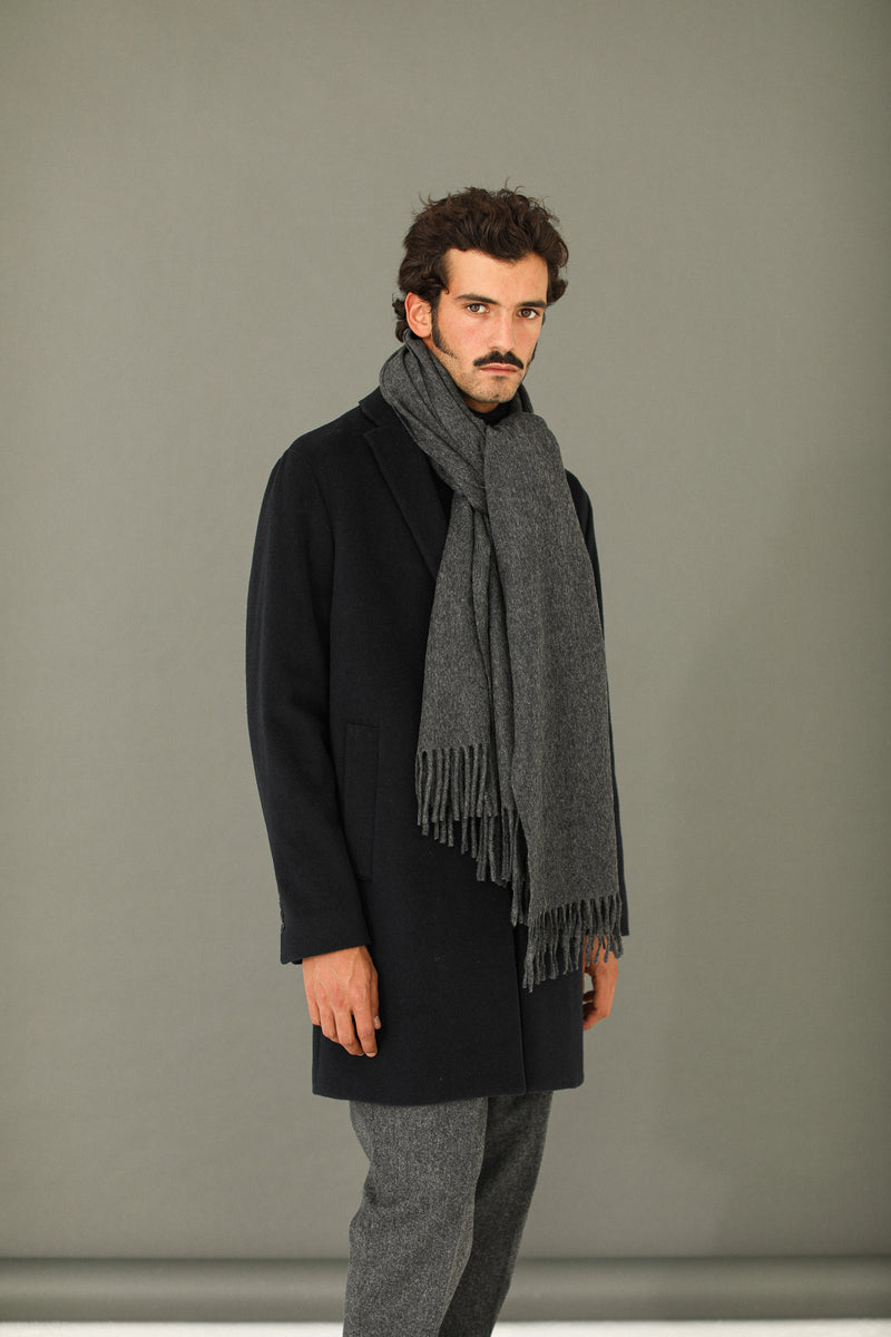Echarpe Oversize Lambswool Gris Chiné