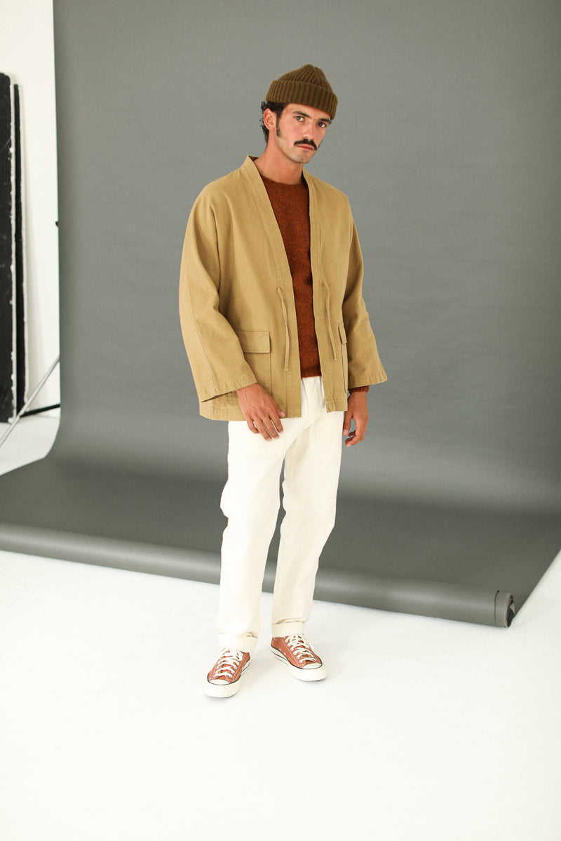 Veste Kimono Canvas Japonais Beige