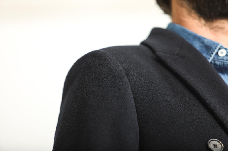 Manteau Croisé Laine et Cachemire Marine