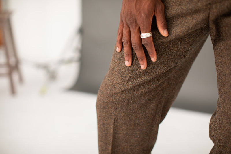 Pantalon Elegant Tweed Bronze