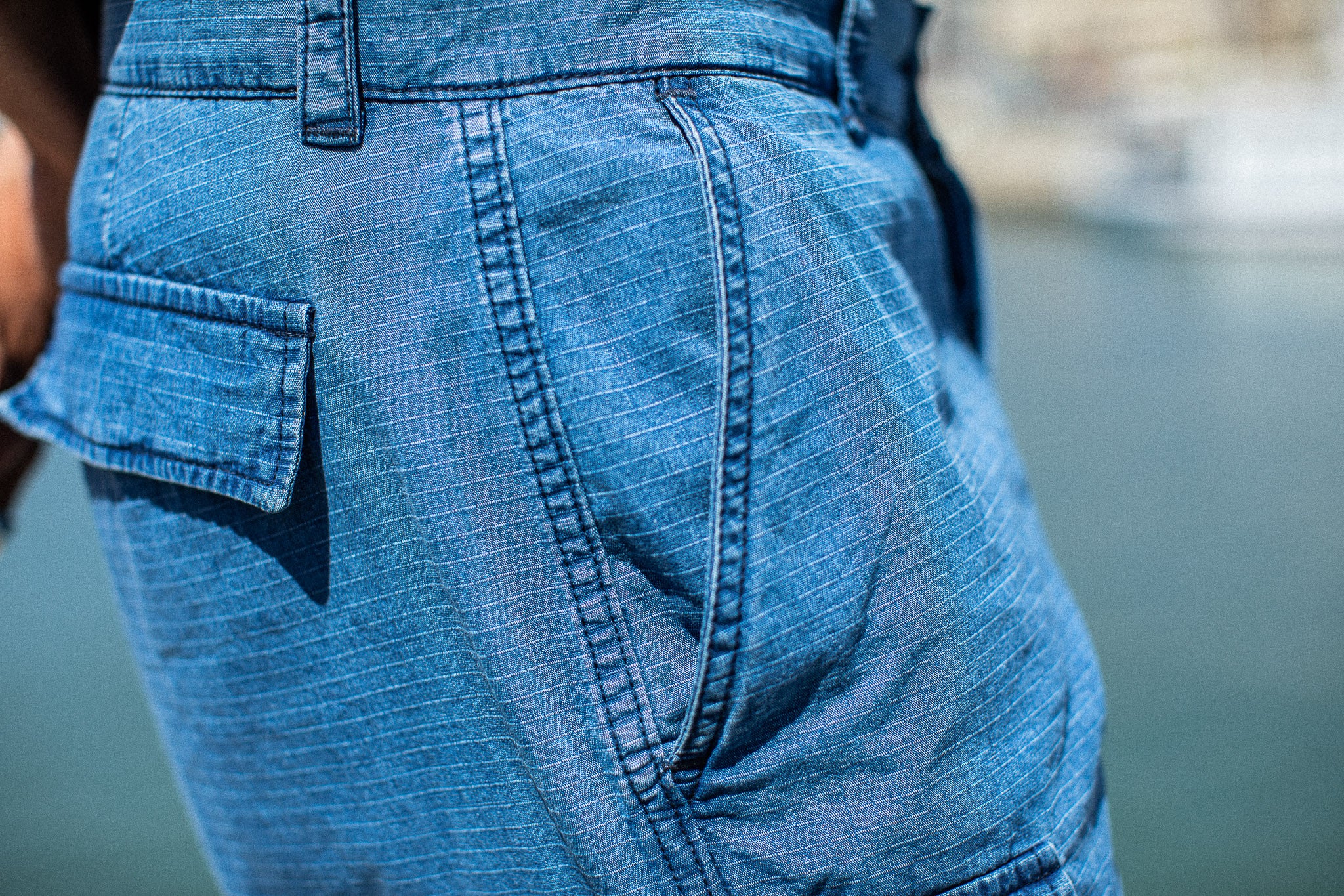 Cargo Short Ripstop Japonais Bleu