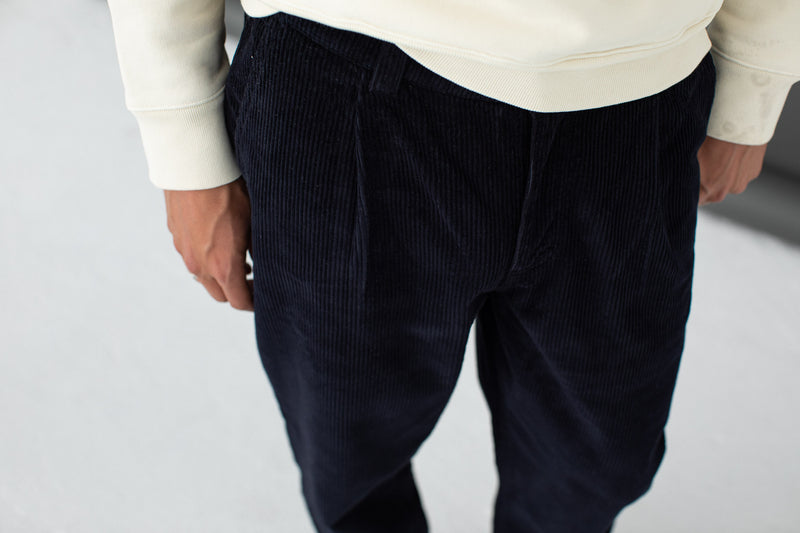 Skate Pant à Pince Velours Marine