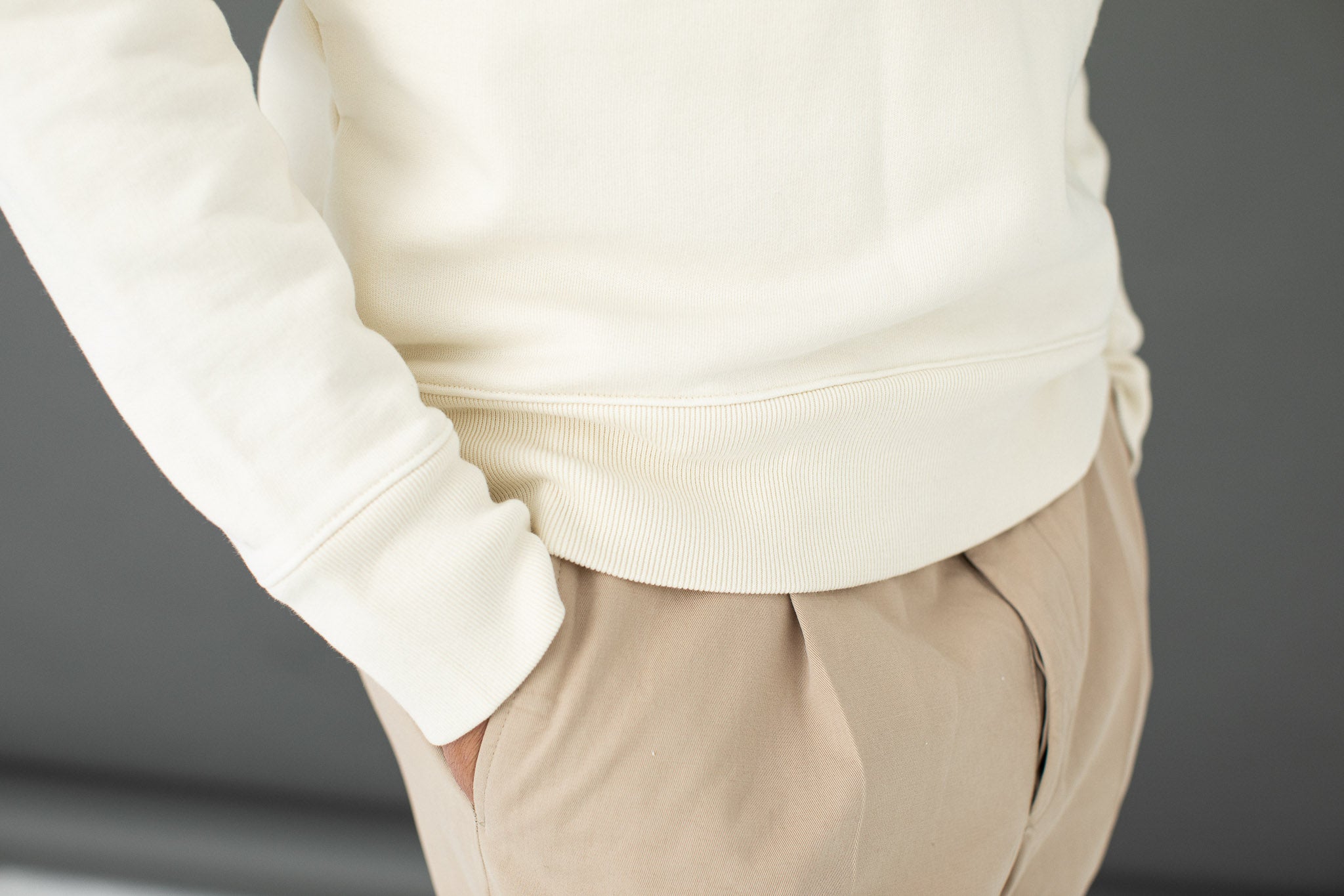 Sweatshirt Molleton Lourd Vintage Crème