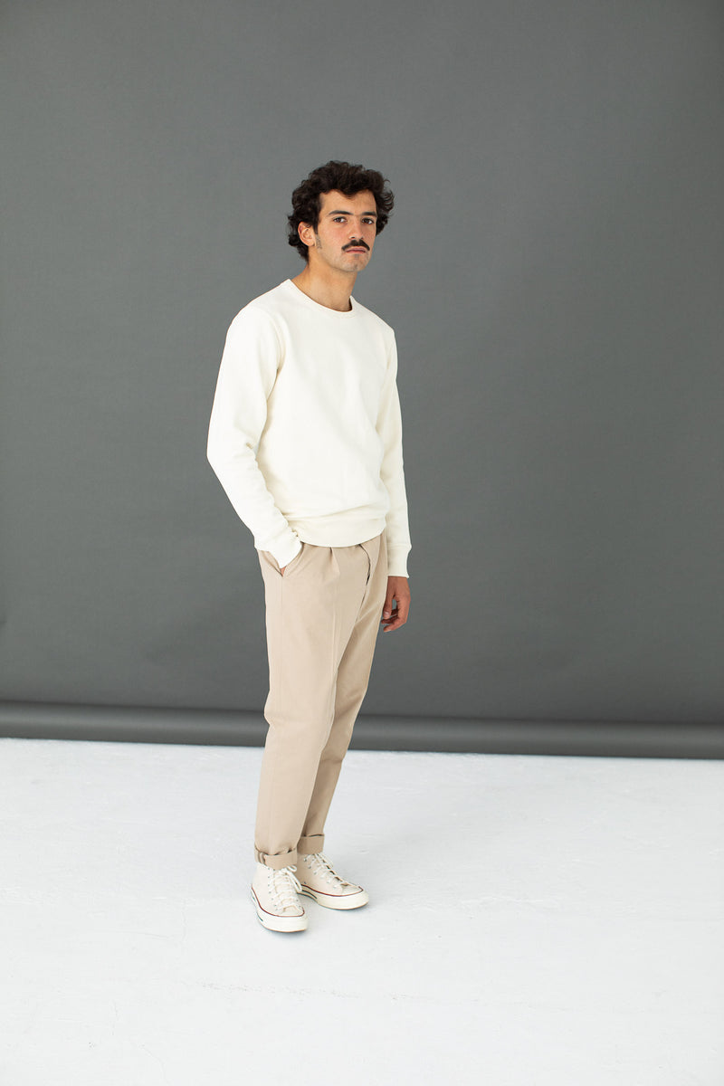 Sweatshirt Molleton Lourd Vintage Crème